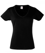 Fruit of the Loom Lady-Fit V-Neck schwarz