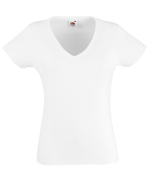 Fruit of the Loom Lady-Fit V-Neck weiss